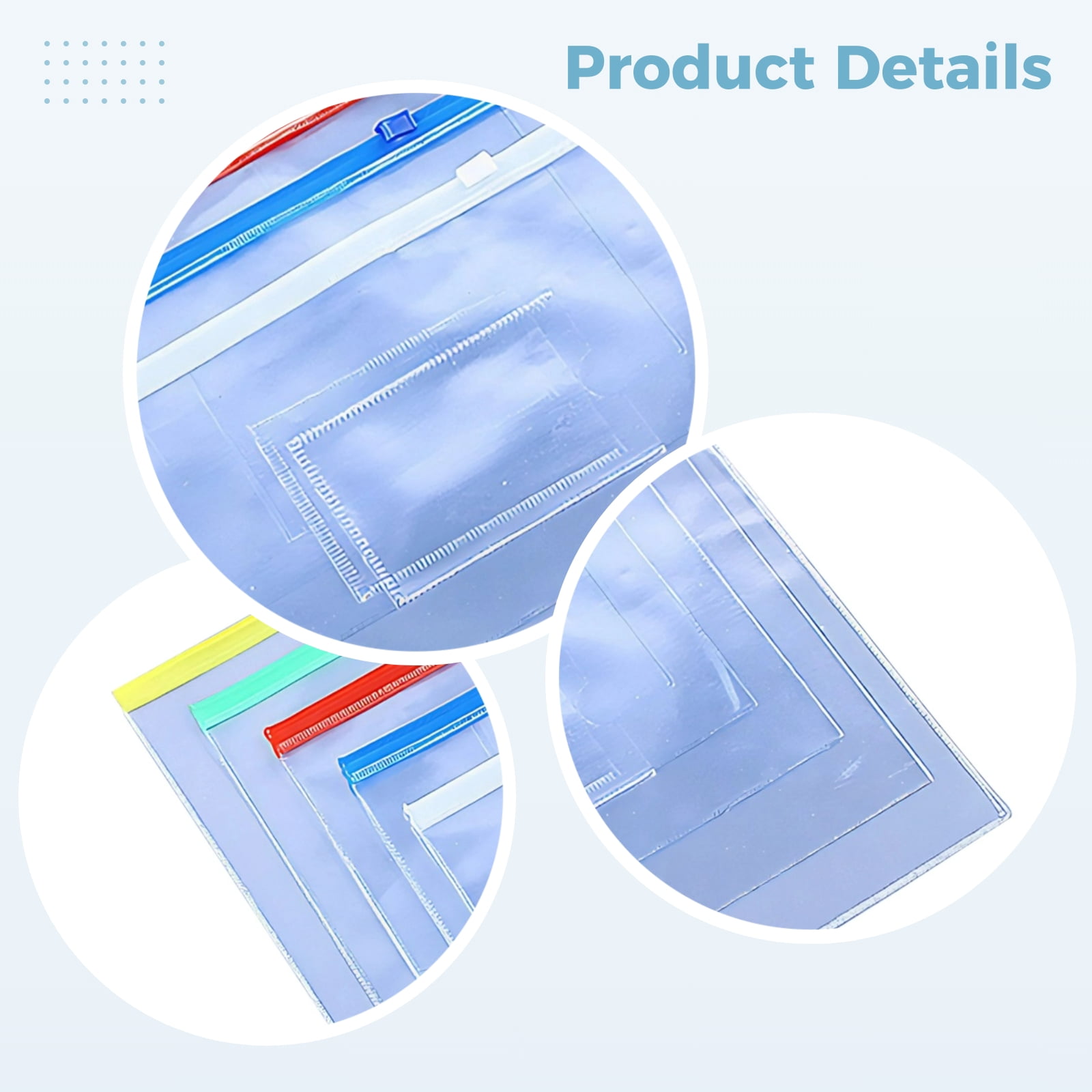 100 Pack A4 Waterproof Zipper File Bags - Thickened Transparent Document Bags | Multi-Color Heavy-Duty Office Organizer, PVC Pouches for Student Exams, School & Storage