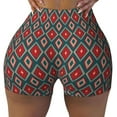 thumbnail image 2 of Balery Red And Orange On Blue Teal Pantalones cortos de entrenamiento estampados para mujer, sin costuras, ajustados, para gimnasio, yoga, correr, deportes, ejercicio activo, fitness.-XX-Large, 2 of 8