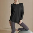thumbnail image 2 of Ltctricy Workout Tops for Women Lightweight Long Sleeve Crew Neck Curved Hem Athletic T-Shirts Casual Loose Running Gym Tees(Black,3X-Large), 2 of 7