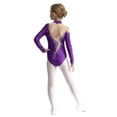thumbnail image 6 of TiaoBug Kids Girls Dance Leotard Gymnastic Sparkly Figure Ice Skating Jumpsuit Athletic Bodysuit Purple 10, 6 of 7