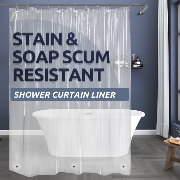 Cortina de ducha Titanker transparente de PEVA, 180 x 180 cm, impermeable
