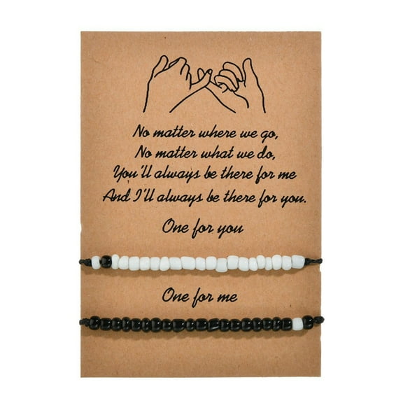 2Pieces/Set Pinky Promise Bracelet Beads Chain Bracelet for Couples Friends