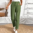 thumbnail image 5 of Ahabrexf Elastic Waist Pants for Women, Olive Green Tapered Joggers with Pockets and Adjustable Drawstring, Full Length Pants, 5 of 5