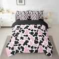 thumbnail image 2 of Manfei Milk Cattle Print 7pcs Bedding Comforter Set,Rustic Farm Animal Queen Bedding Sets,Pink White Black Queen Sheet Sets For Teens,Luxury Bedroom Decor Reversible, 2 of 8