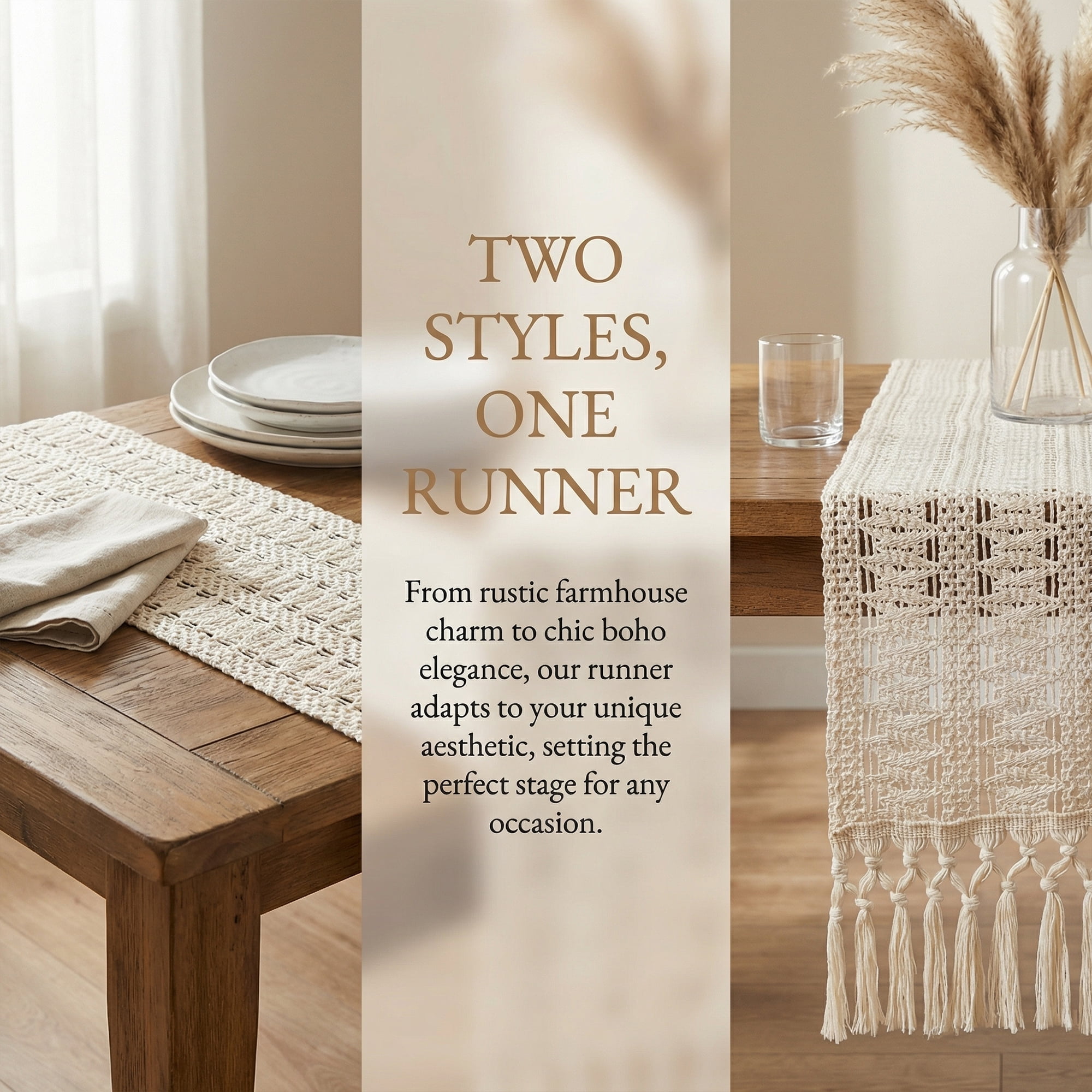 Unique Bargains Kitchen Decor Table Runner with Tassel Large Hollow 11.8x70.9in