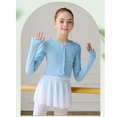 thumbnail image 3 of GYRATEDREAM Toddler Baby Girls Ballet Leotards Fall Winter Long Sleeve Dance Leotard with Tutu Skirt Kids Round Neck Gymnastic Outfit Glitter Ballet Dress Performance Clothes Blue for 4-13 Years, 3 of 5