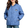 thumbnail image 2 of Spazoro Boys Quilted Bomber Jacket with Fleece Lined, Baseball Collar Long Sleeve Snap Closure Warm Winter Outerwear Coat Blue Size 9-10, 2 of 7