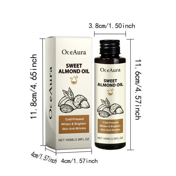 Aceite esencial de almendras dulces naturales. Mejora el cabello dañado, reduce el envejecimiento, deja la piel tersa y radiante. 100 ml de esencia.