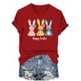 thumbnail image 4 of VBTAPA Jesus Shirts for Women Christian Cross Printed Short Sleeve T-shirts Happy Easter Rabbit Graphic Tees Daily Sales Red XXXL, 4 of 6