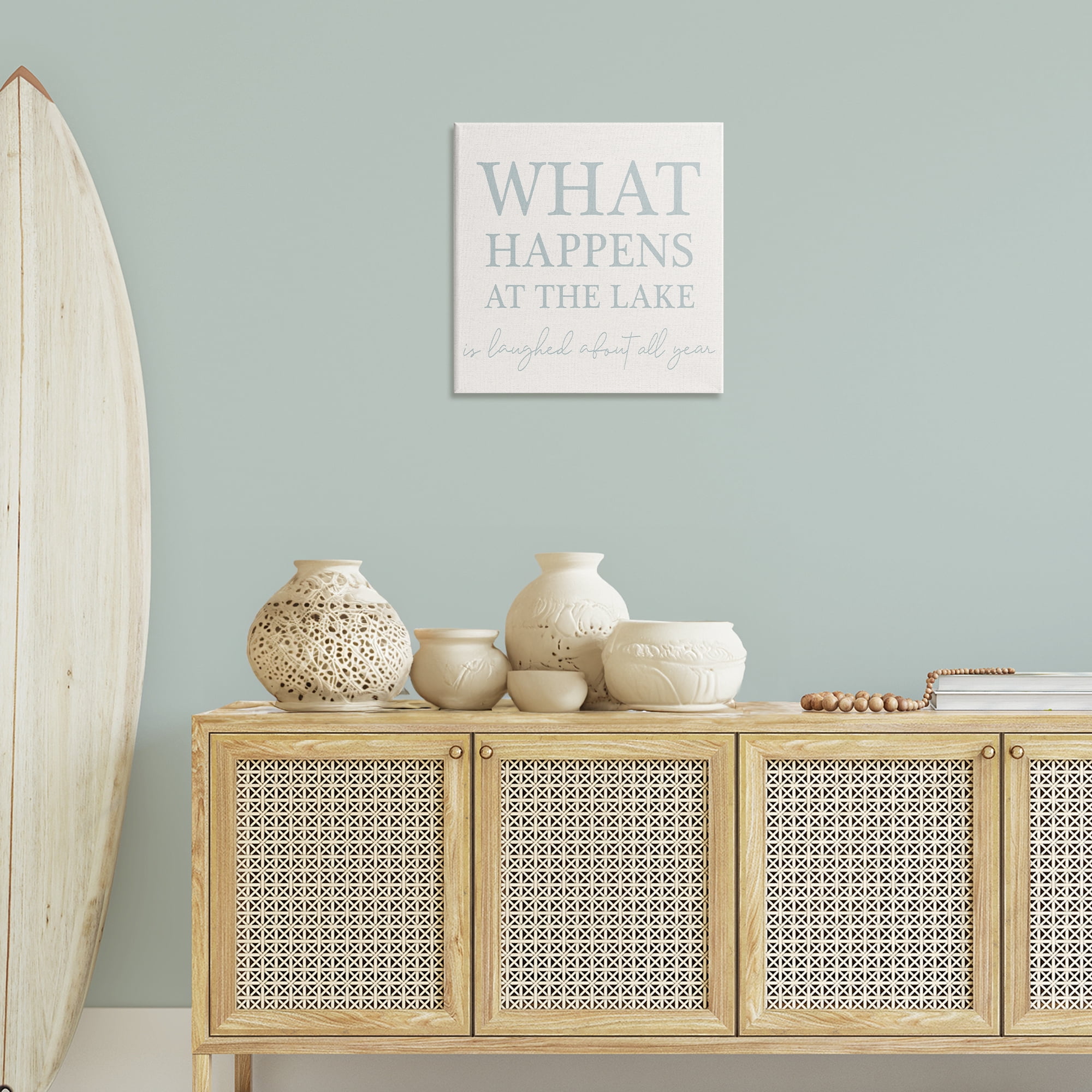 Stupell Industries What Happens At Lake Nautical & Beach Painting Wrapped Canvas Art Print Wall Art, 24 x 24