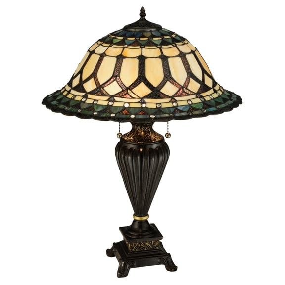 Meyda Tiffany 134536 28 Inch H Aello Table Lamp Antique Brass/Bronze Finish with Amber/Green Glass