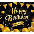 thumbnail image 4 of Glamorous Gold Happy Birthday Banner with Glitter Elements Backdrop Party Decoration for Birthday Party Celebrations Photography Props Decor Background, 4 of 7
