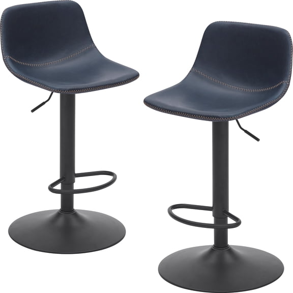 Adjustable Bar Stools Set of 2, Swivel Counter Height Stools with Back Support, PU Leather Mid-Century Modern Kitchen Island Stools