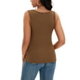 thumbnail image 3 of ATHLECHIC Women's Fitted Tank Top Ribbed Knit Scoop Neck Slim Fit Casual Top L Brown, 3 of 5