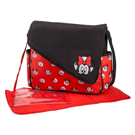 Disney Minnie Mouse Sketch Flap Messenger Diaper Bag, Red/Black - www.bagssaleusa.com