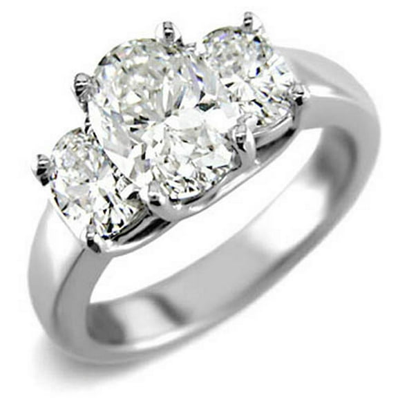 2.50 Carats Oval Past Present Future 3 Stone Diamond Ring