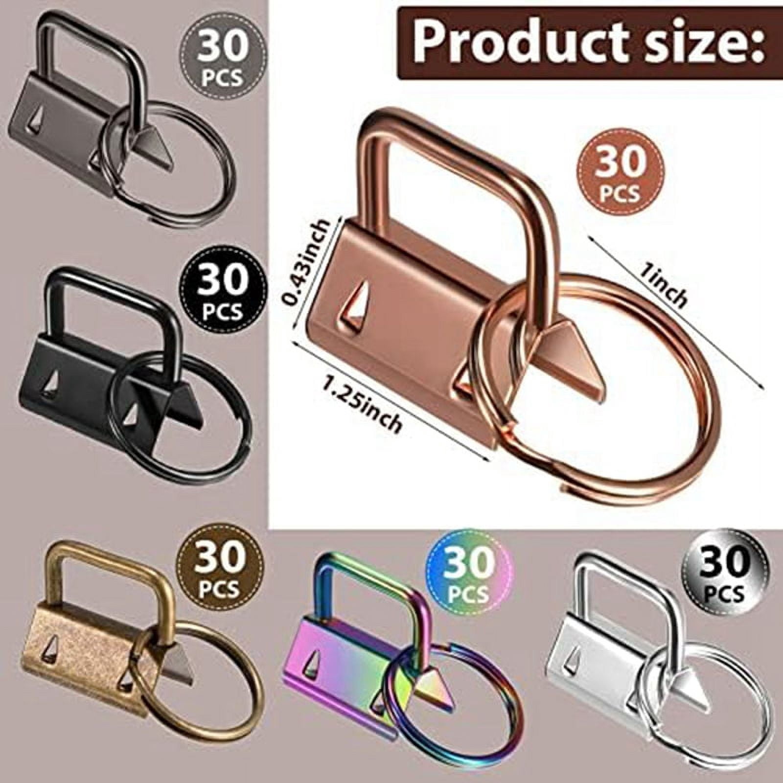 180 Pcs Key Fob Hardware 6 Colors Keychain Wristlet with Ring Chain 1 Inch