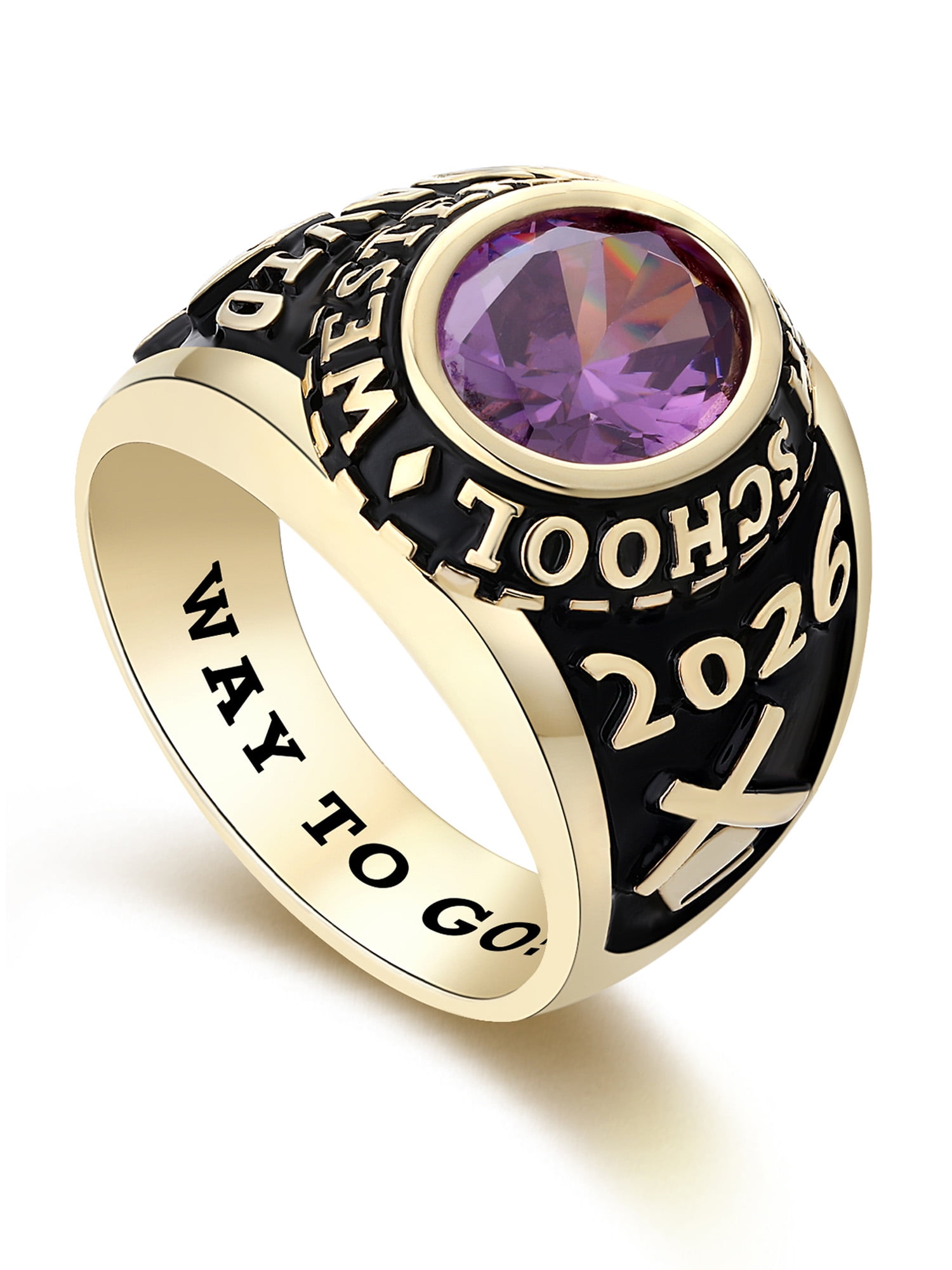 Mementos USA Custom X-Large Men's Class Rings 10kt Yellow Gold for High School and College