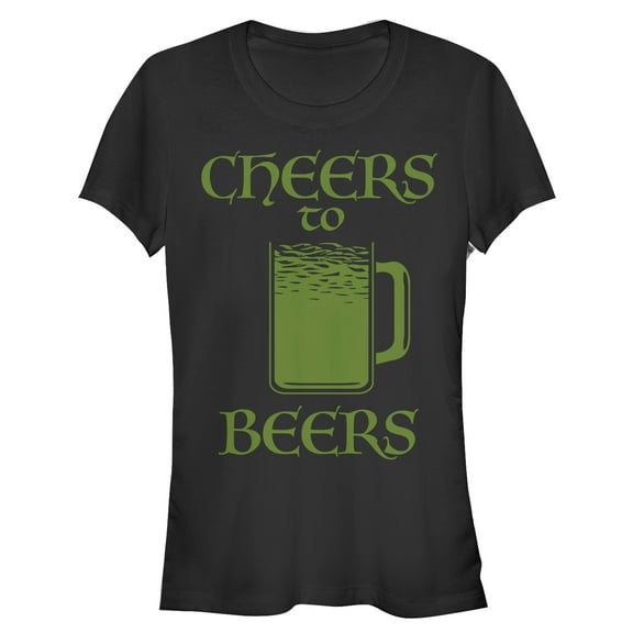 Junior's Lost Gods St. Patrick's Day Cheers to Beers Graphic Tee Black Medium