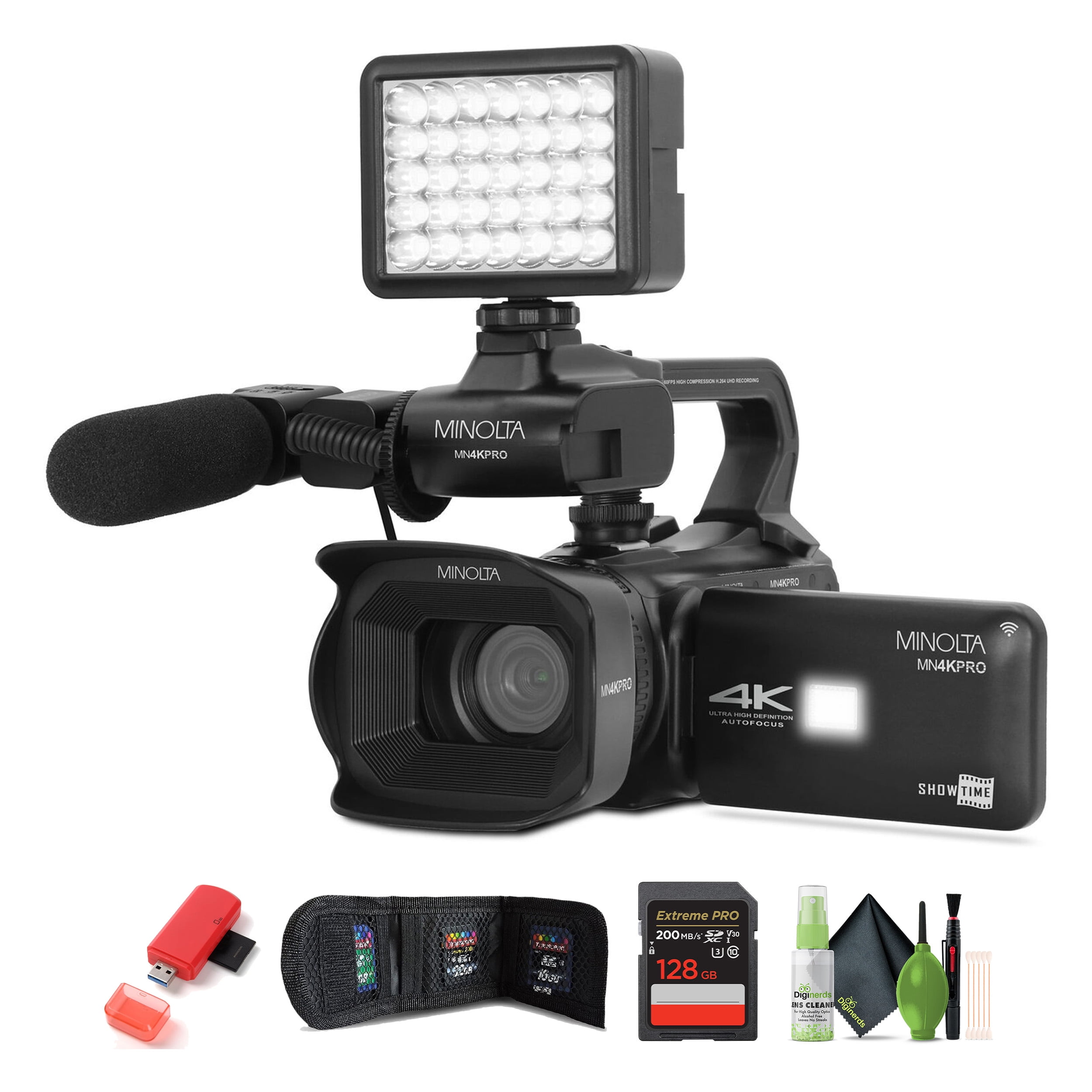Minolta MN4KPRO 4K60FPS UHD 64 MP Autofocus Pro Camcorder Kit w
