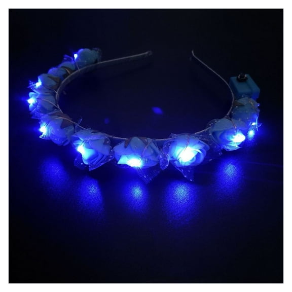Xinwanna Women's Headband Glow Light Up Beautiful Convenient Thick Thin Hair Decoration for Parties Birthdays Festivals (Blue)