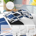 thumbnail image 2 of 3 Piece Blue Black Geometric Duvet Cover Set Twin Size,Microfiber Comforter/Quilt Cover with Corner Ties and 2 Pillowcases,Modern Minimalist Abstract Stripes All Season Bedding with Zipper Closure, 2 of 8