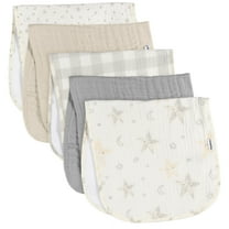 5-Pack Baby Neutral Multi Stars Muslin Burpcloth