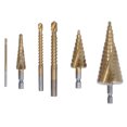 thumbnail image 1 of Hex Shank Steps Drills, Dual Purpose Convenient Chip Removal Spiral Grooved Step Drill Bit Wear Resistance  For Metal, 1 of 8