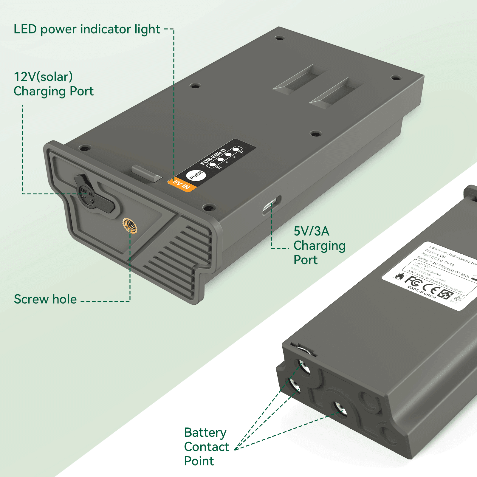 2Pack 7000mAh Lithium Battery Compatible with Trail Camera Lipo Lithium Battery Pack, for Trail Camera Reveal Camera Ultra, X, X Pro, Pro 3.0, X Gen 2.0 3.0, XB, SK - LED Meter and Solar Charging