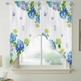 thumbnail image 2 of Blue Hydrangea Swag Valances for Windows, Kitchen Window Curtains Over Sink, Farmhouse Butterfly Spring Floral Window Treatment Curtains for Living Room/Bedroom Curtains 2 Panel Sets 36"x45", 2 of 8