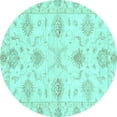 thumbnail image 1 of Ahgly Company Indoor Round Oriental Light Blue Traditional Area Rugs, 5' Round, 1 of 4