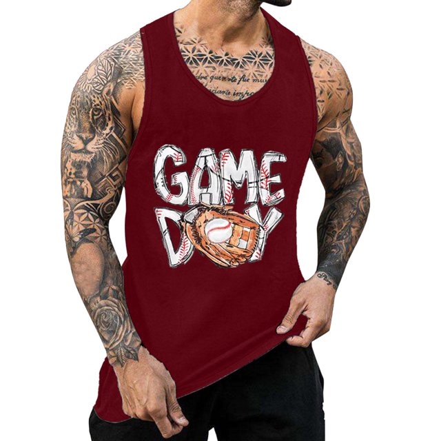 JAKANYQ Gilet pour Hommes Vêtements de Course d'Été Imprimé Baseball Style Moderne, TG