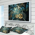 thumbnail image 3 of Designart ' Symmetrical Blue Gold Fractal Flower ' Abstract Print On Framed Canvas, 3 of 3