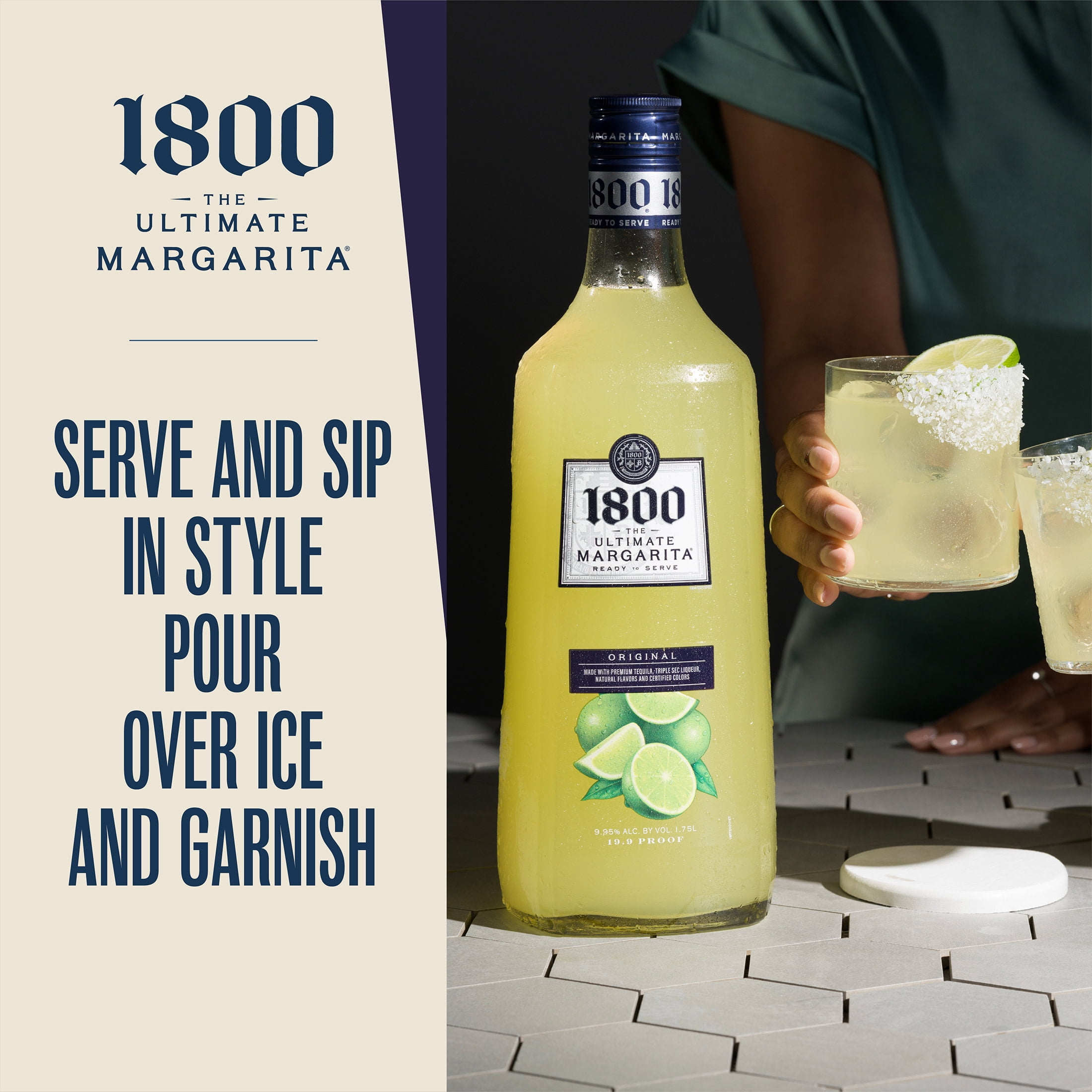 1800 The Ultimate Margarita Original Cocktail, 1.75 L Glass Bottle, 9.95% ABV