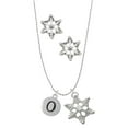 thumbnail image 1 of Delight Jewelry Silvertone Capital Letter - O - Pebble Disc - Silver tone Snowflake Charm Necklace and Stud Earrings, 1 of 4