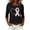 Black, variant on Womens 3/4 Length Sleeve Tops Breast Health Awareness T-Shirt Rose Ribbon Support Encouragement Top