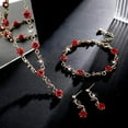 thumbnail image 3 of QDXFX 3 Pcs/Set Red Rose Jewelry Set Floral Theme Romance Vintage France Style Valentines Day Mothers Day Present Earrings Adjustable Rhinestone Necklace Bracelet Prom Banquet Jewelry, 3 of 7