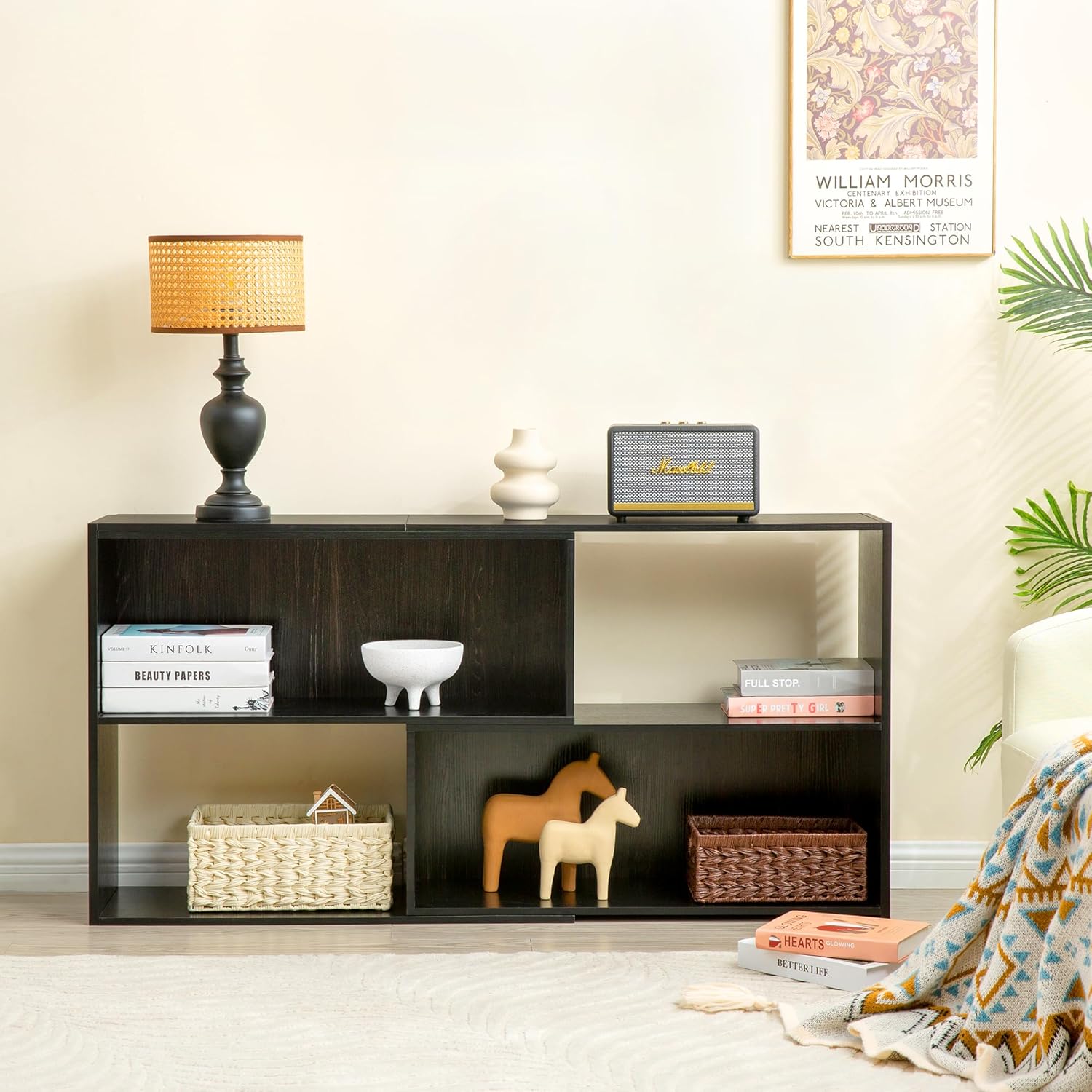 Reliancer TV Stand for TVs up to 65", Black with Open Shelves photo 6