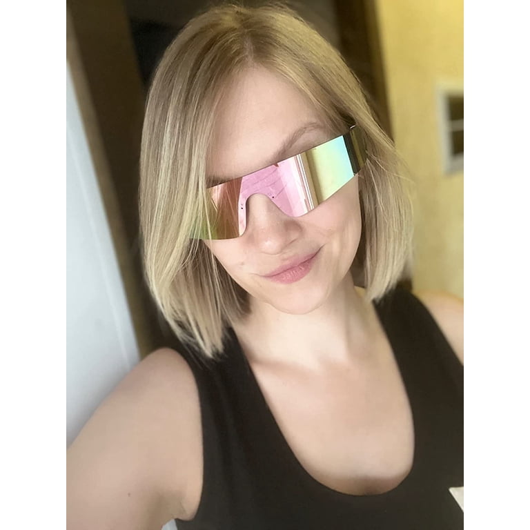 FEISEDY Futuristic Visor Punk Sunglasses Rimless One Piece  display picture 1