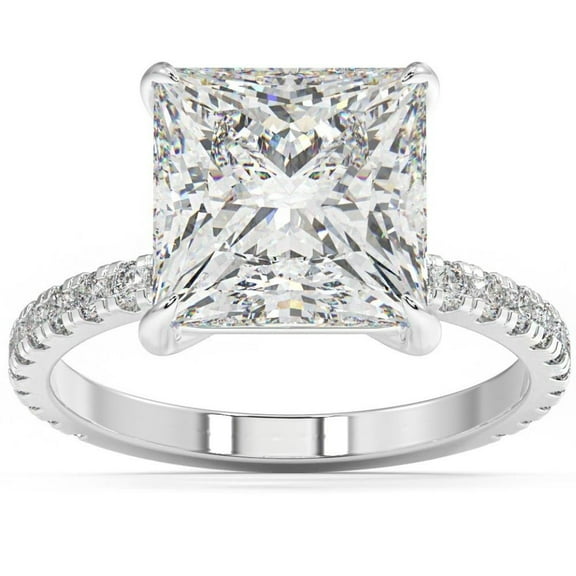 Pompeii 4 1/2 Ct Princess Cut Diamond Engagement Ring Lab Grown in White or Yellow Gold