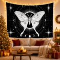 thumbnail image 3 of Moth with Luminous Wings Against a Starfield and Moon Phases, Mystical Celestial for Dark Decor Lovers, Ethereal Night Sky Art, Halloween Gift, Tapestry Wall Hanging for Bedroom and Living Room, 3 of 7