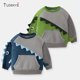 thumbnail image 2 of TUONXYE Sudadera de terciopelo de manga larga para niños con dibujos de dinosaurios en 3D y bolsillos en contraste de color, ropa de algodón suave para niños, 2 of 5