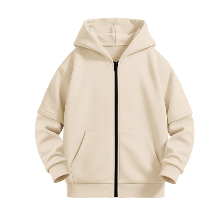 EnJoCho Girls Full Zip Hoodie, Kids 200GSM Mid Weight Zip Up Hooded ...