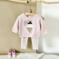thumbnail image 3 of Infant Baby Girl Clothes Baby Girl 2Pcs Outfits Long Sleeve Ice Cream Embroidery Round-neck Sweatshirt Pants Set Spring Autumn, 3 of 9