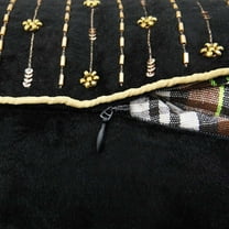 S4Sassy Decorative Gold Beaded Cushion Cover Pillow Cover Black Velvet Pillow Case 12 x 12