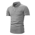 thumbnail image 5 of Men's Polo Shirts With Collar 2XL Lattice Splice Casual Fashion Button Lapel Short Sleeve T-shirt, 5 of 8