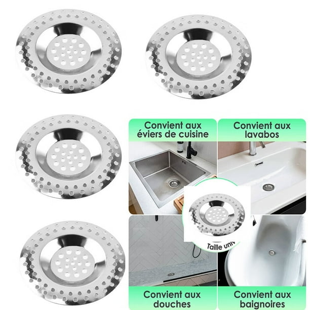 Juego de cuatro piezas (aproximadamente 7,5 * 7,5 * 0,5 cm) para todos los desagües: colador de fregadero de cocina, colador de fregadero, rejilla de fregadero, desagüe de bañera, colador de ducha, re