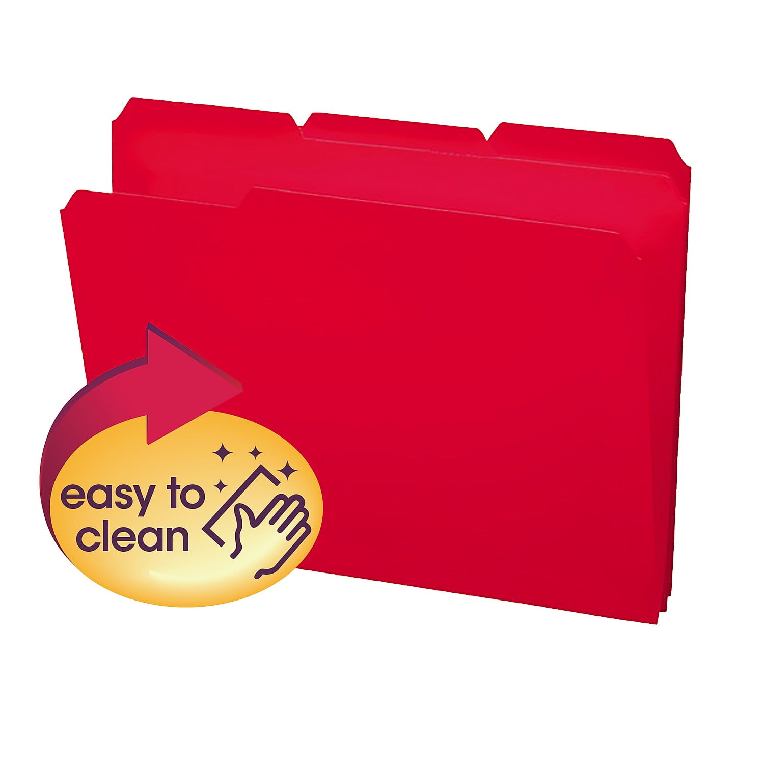 Smead 10501 Waterproof Poly File Folders, 1/3 Cut Top Tab, Letter, Red, 24/Box