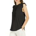 thumbnail image 4 of INSPIRE CHIC Mother's Day Women's Sleeveless Blouse Ruffled Pleated Wear-to-Work Chic Blouse 3XL Black, 4 of 7