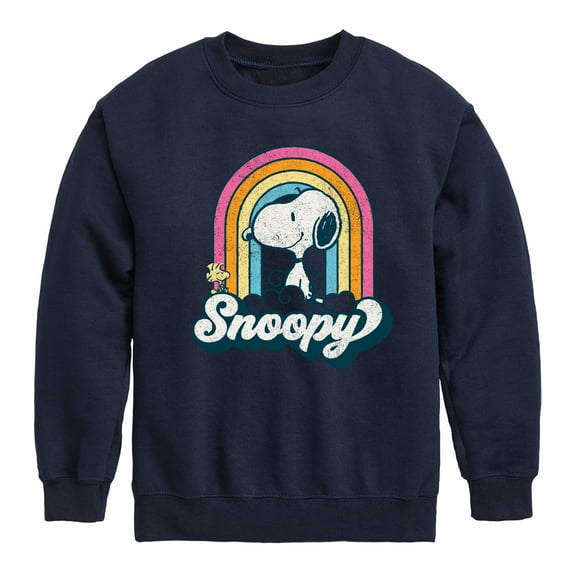Peanuts - Snoopy Rainbow Clouds - Toddler And Youth Crewneck Fleece Sweatshirt